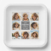 8 Foto collage met grijs midden tekstgebied Papieren Bordje (Voorkant)