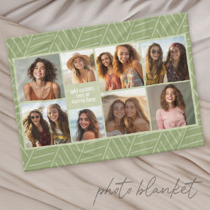 8 Foto Collage - met groen patroon Fleece Deken