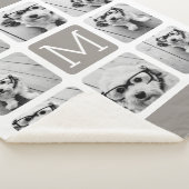 8 Foto collage met monogram - Neutrale Taupe Sherpa Deken (3/4)
