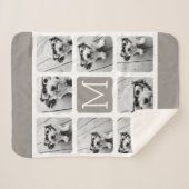 8 Foto collage met monogram - Neutrale Taupe Sherpa Deken (Voorkant (horizontaal))