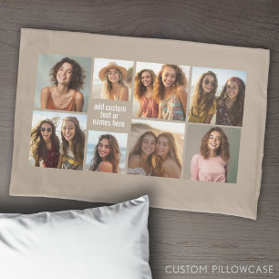 8 Foto Collage Minimalistisch - Taupe en Wit Raste Kussensloop