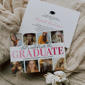 8 Foto Collage Modern Graduation Party Invitation Kaart
