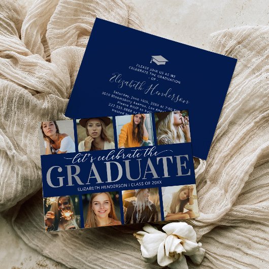 8 Foto Collage Modern Graduation Party Invitation Kaart