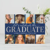 8 Foto Collage Modern Graduation Party Invitation Kaart (Staand voorkant)