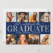 8 Foto Collage Modern Graduation Party Invitation Kaart (Voorkant)