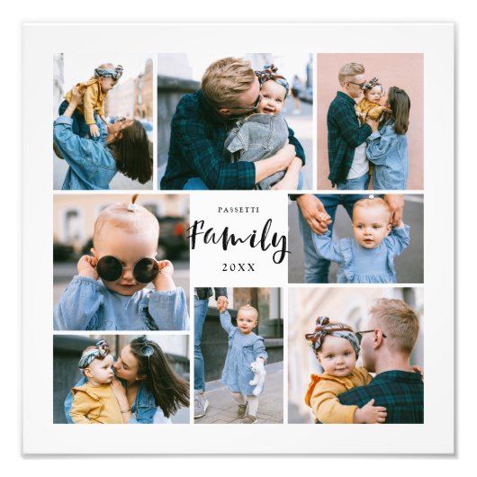 8 Foto Collage Modern Stylish Family | wit Afdruk (Voorkant)