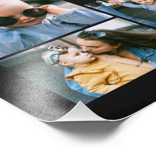 8 Foto Collage Modern Stylish Family | Zwart Foto Afdruk (Hoek)