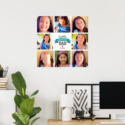 8 Foto Collage Modern World's grootste Blauwgroen Poster (Thuiskantoor)