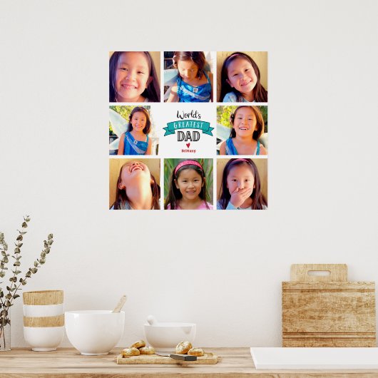 8 Foto Collage Modern World's grootste Blauwgroen  Poster (Keuken)