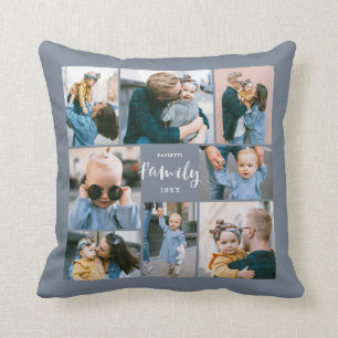 8 Foto Collage Moderne Familie Gepersonaliseerd    Kussen