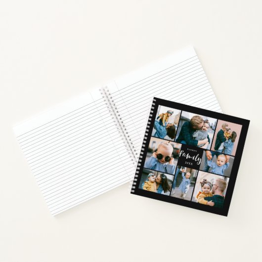 8 Foto Collage Moderne Familie Gepersonaliseerd |  Notitieboek (Binnen)