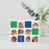 8 foto collage moderne kubus blauw groen briefkaart (Staand voorkant)