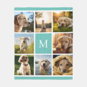 8 Foto Collage Monogram Turquoise Custom Fleece Deken (Voorkant)