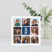8 Foto Collage Navy Monogram - Dankkaart (Staand voorkant)