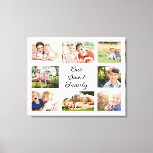 8 Foto Collage Onze Sweet Familie Canvas Afdruk (Voorkant)