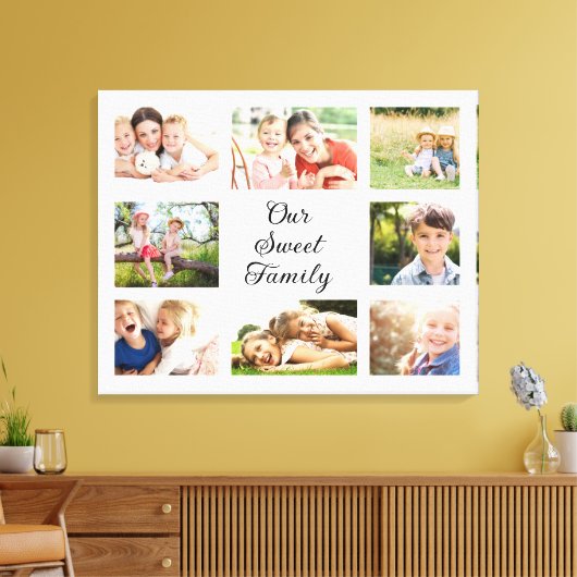8 Foto Collage Onze Sweet Familie Canvas Afdruk (Insitu (Woonkamer))
