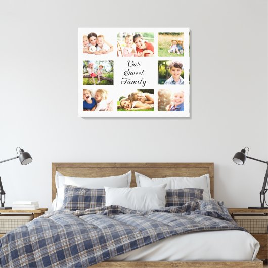 8 Foto Collage Onze Sweet Familie Canvas Afdruk (Insitu (Slaapkamer))