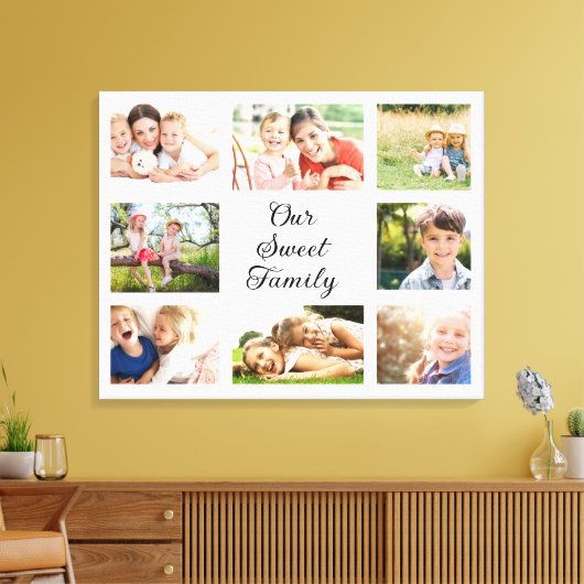 8 Foto Collage Onze Sweet Familie Canvas Afdruk (Insitu (Woonkamer))
