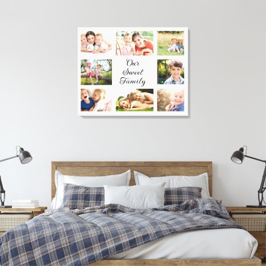 8 Foto Collage Onze Sweet Familie Canvas Afdruk (Insitu (Slaapkamer))