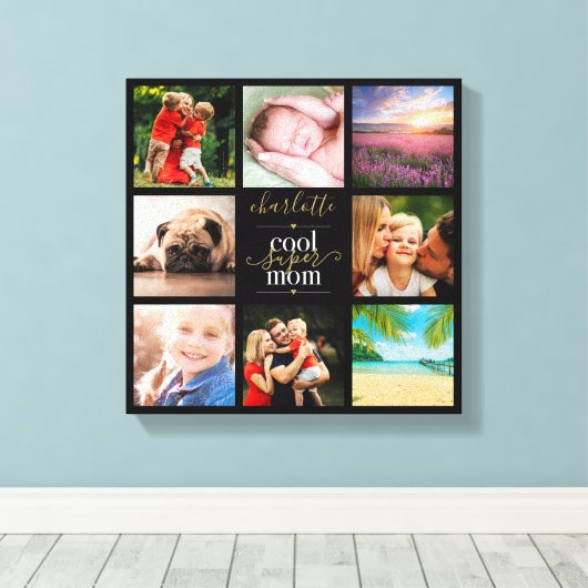 8 Foto Collage Personalized Cool Super Ma Canvas Afdruk (Insitu (Houten vloer))