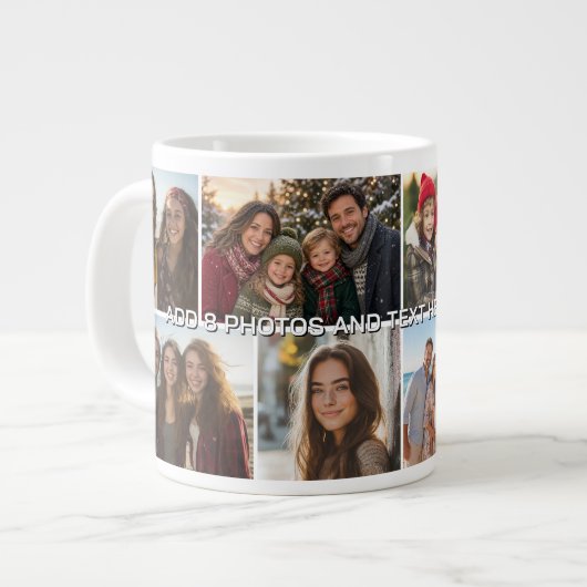 8 Foto Collage Raster - Aangepaste Tekst Grote Koffiekop (Links)