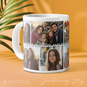 8 Foto Collage Raster - Aangepaste Tekst Grote Koffiekop