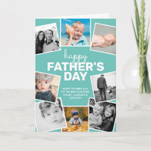 8 Foto Collage Teal Gelukkig Vaderdag Kaart
