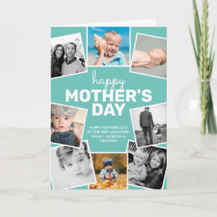 8 Foto Collage Teal Gelukkige Moederdag Kaart