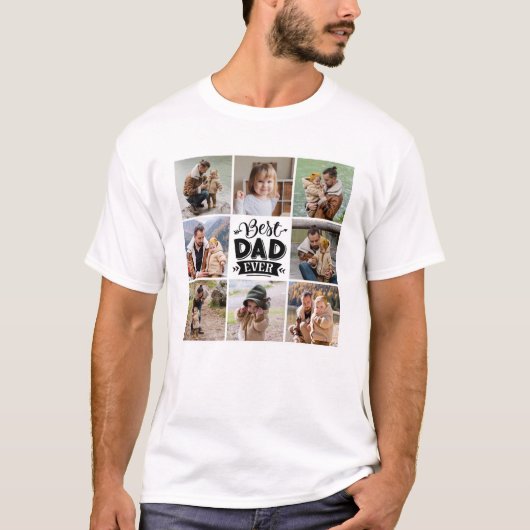 8 Foto Collage Vaderdag Beste pap ooit Mannen T-shirt (Voorkant)