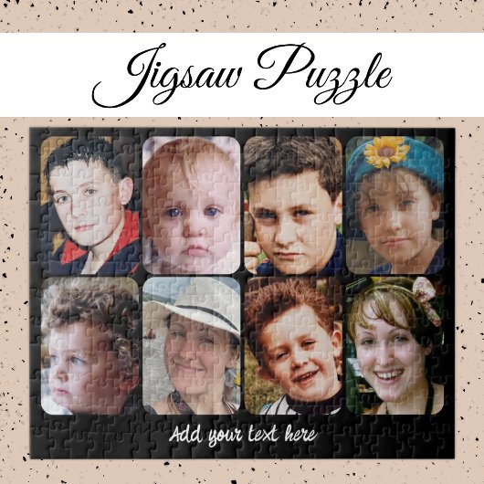 8 foto collage voeg tekst toe zwart legpuzzel