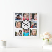 8 Foto Collage White Square Wall klok (Huis)