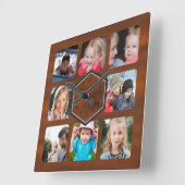 8 Foto Collage Wood Patroon Vierkante Klok (Hoek)