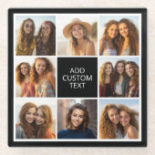 8 Foto collage - zwart wit - aangepaste tekst Glazen Onderzetter (Voorkant)