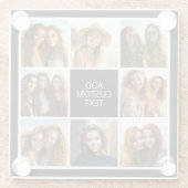 8 Foto collage - zwart wit - aangepaste tekst Glazen Onderzetter (Achterkant)