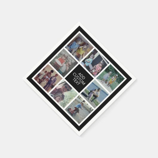 8 Foto collage - zwart wit - aangepaste tekst Servet (Hoek)