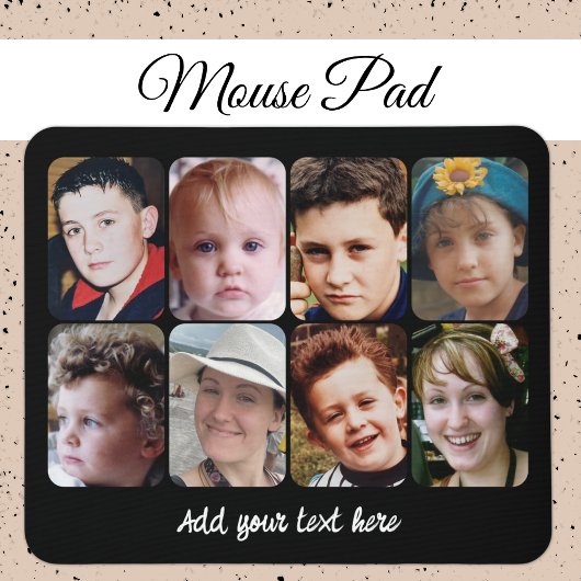 8 foto collage zwart wit muismat