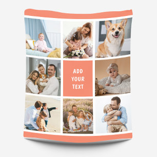 8 Foto Familie Collage Koraal Peach Custom Fleece Deken