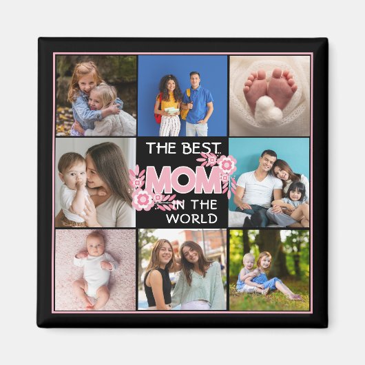 8 foto familie collage moeder keepsake moederdag magneet (Voorkant)