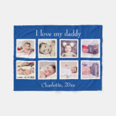 8 Foto gepersonaliseerde aangepaste tekst (blauw) Fleece Deken (Voorkant (Horizontaal))
