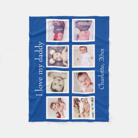 8 Foto gepersonaliseerde aangepaste tekst (blauw) Fleece Deken (Voorkant)