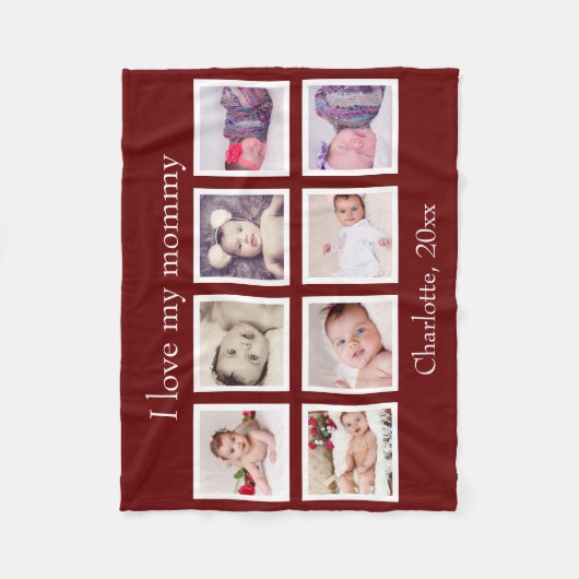 8 Foto gepersonaliseerde aangepaste tekst (Bourgog Fleece Deken (Voorkant)