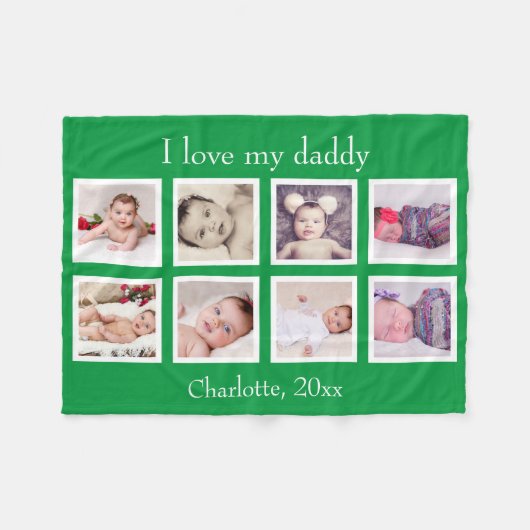 8 Foto gepersonaliseerde aangepaste tekst (groen) Fleece Deken (Voorkant (Horizontaal))