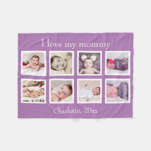 8 Foto gepersonaliseerde aangepaste tekst (paarse) Fleece Deken
