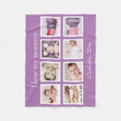 8 Foto gepersonaliseerde aangepaste tekst (paarse) Fleece Deken (Voorkant)