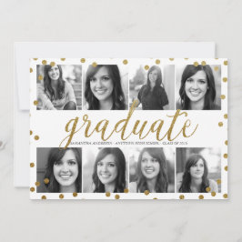 8 Foto Gold Glitter Look Afstuderen Uitnodiging