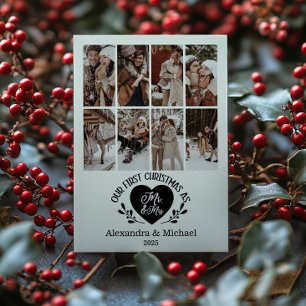 8 Foto Hart Eerste Kerstmis als Meneer & Mevrouw Feestdagenkaart