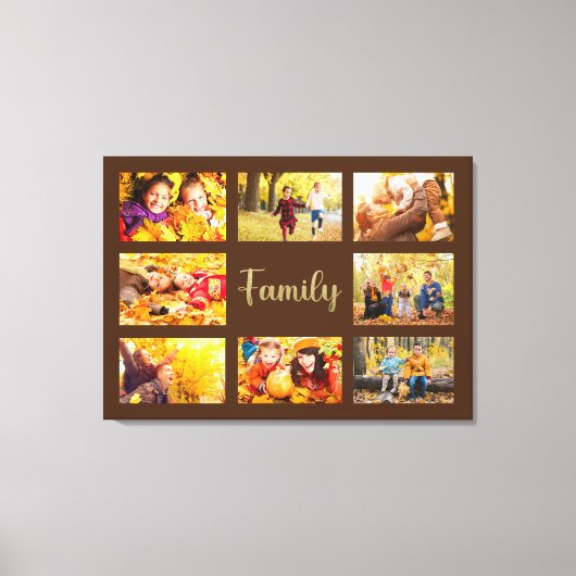 8 Foto Herfst Autumn Brown Gold Family Canvas Afdruk (Voorkant)