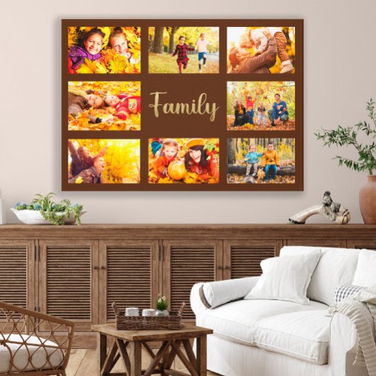8 Foto Herfst Autumn Brown Gold Family Canvas Afdruk