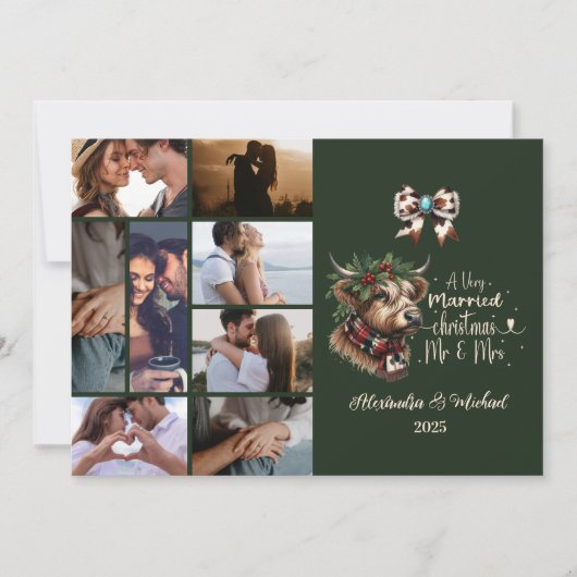 8 Foto Highland Koe Merry Christmas Mrs. and Mr. Feestdagenkaart (Voorkant)