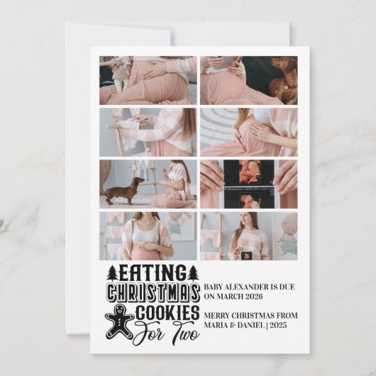 8 Foto Kerstboom Zwangerschapsaankondiging Feestdagenkaart (Voorkant)